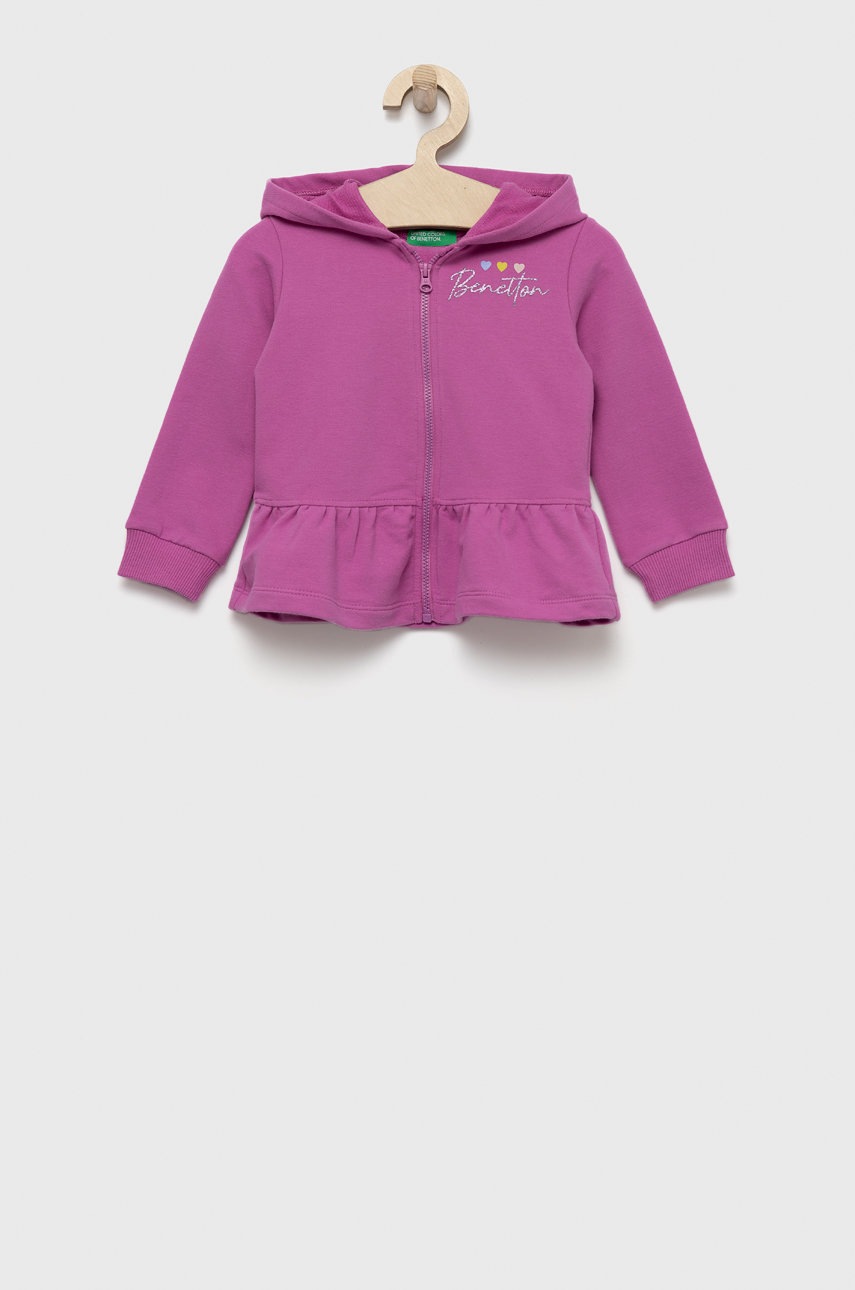 United Colors of Benetton bluza copii culoarea violet, cu imprimeu