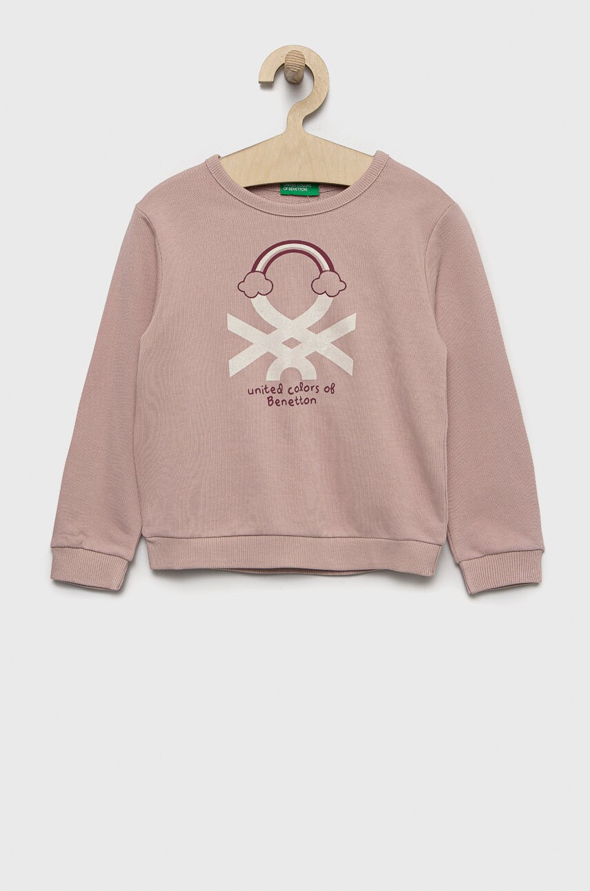 

Дитяча бавовняна кофта United Colors of Benetton колір рожевий з принтом