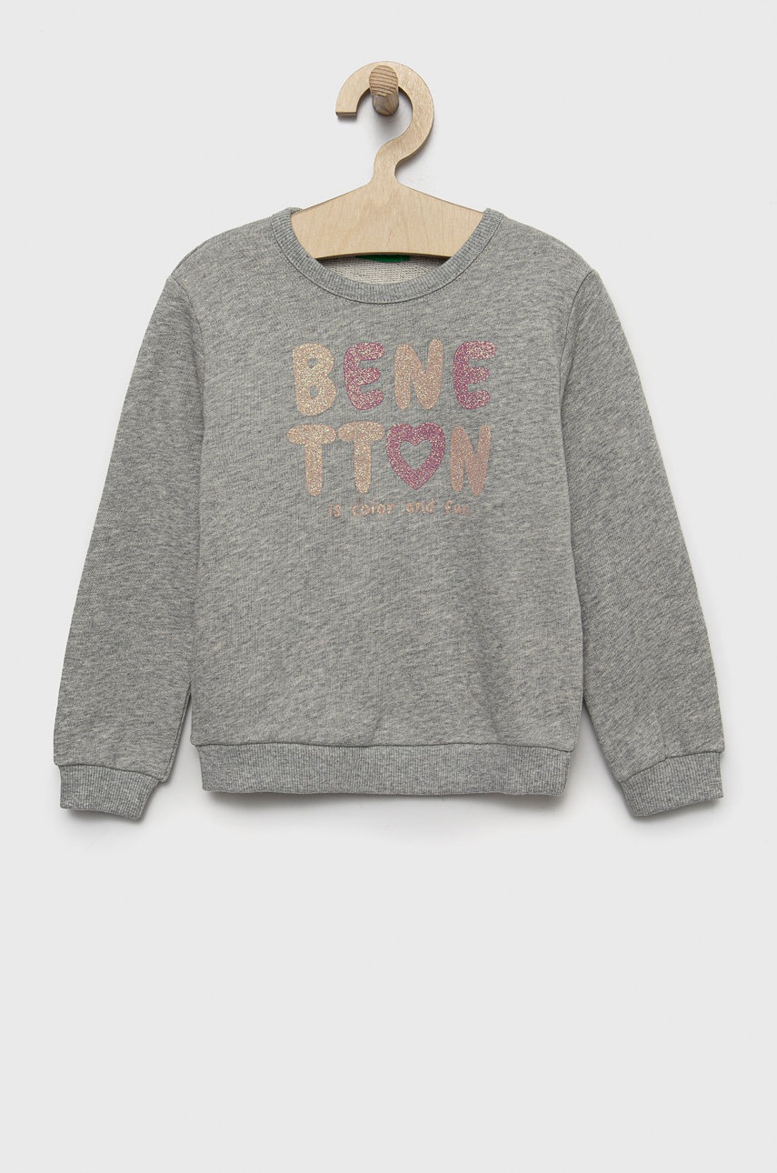 

Дитяча бавовняна кофта United Colors of Benetton колір сірий з принтом