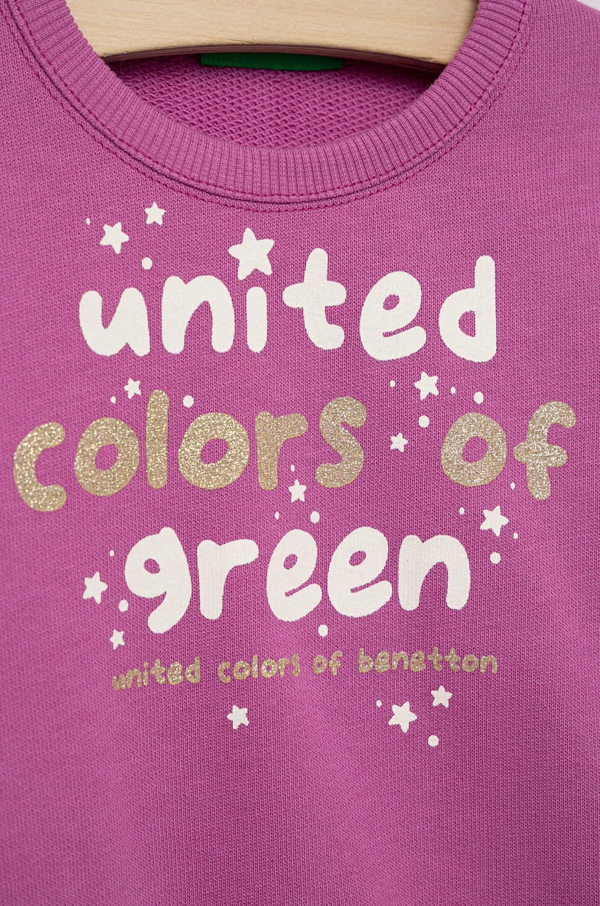 

Детская хлопковая кофта United Colors of Benetton цвет фиолетовый с принтом