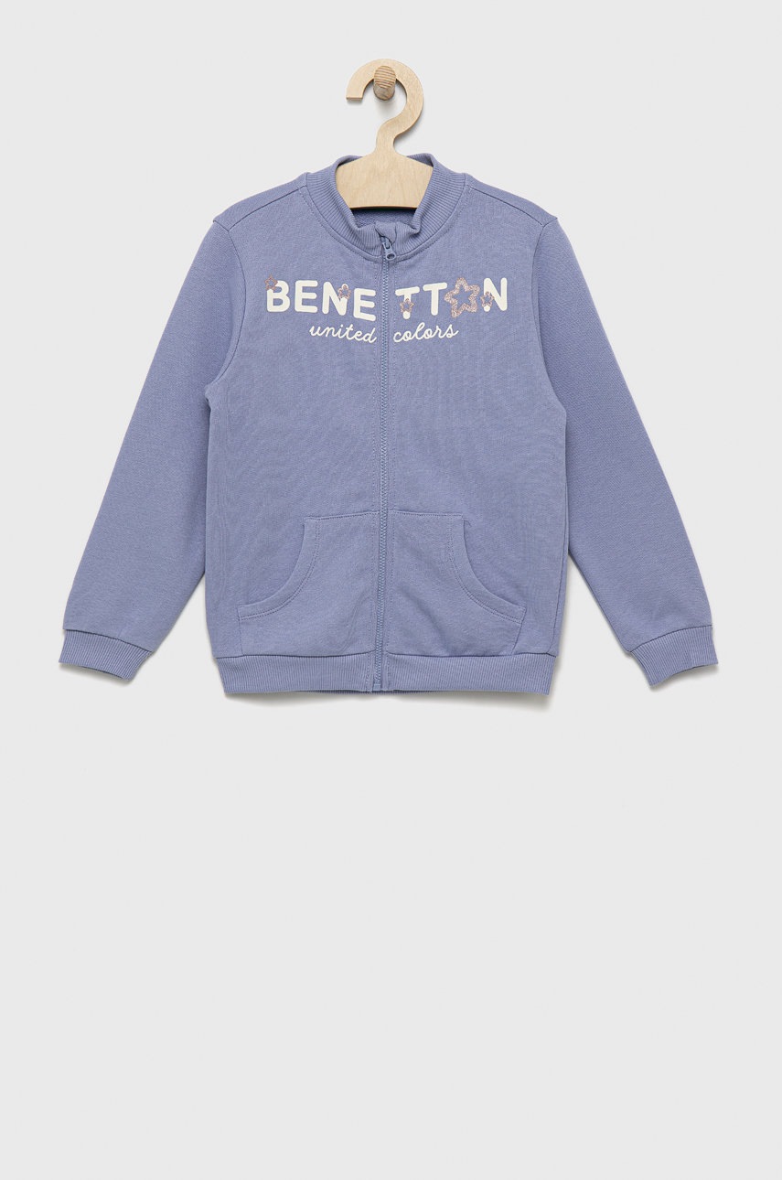 

Детская хлопковая кофта United Colors of Benetton цвет фиолетовый с принтом