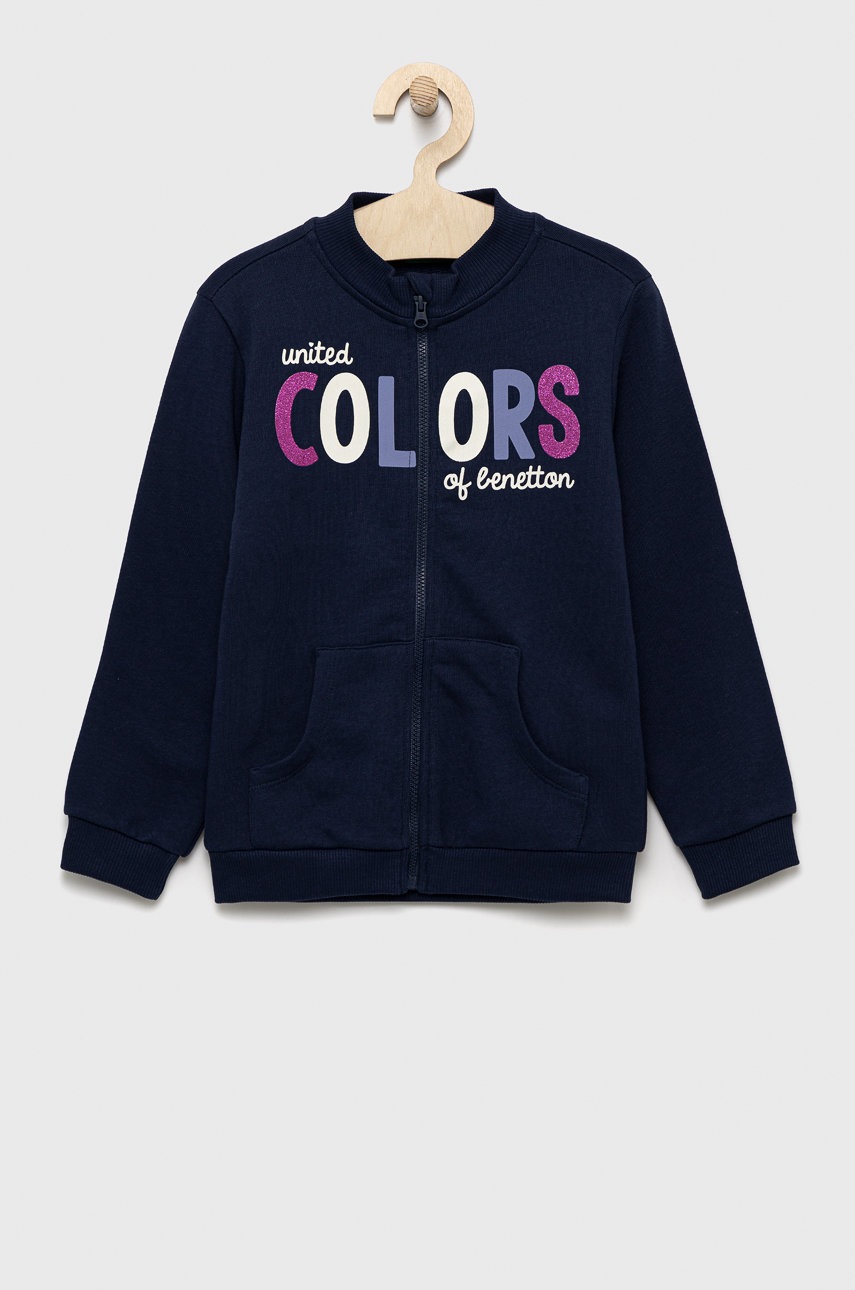 

Детски памучен суичър United Colors of Benetton в тъмносиньо с принт, Тъмносин