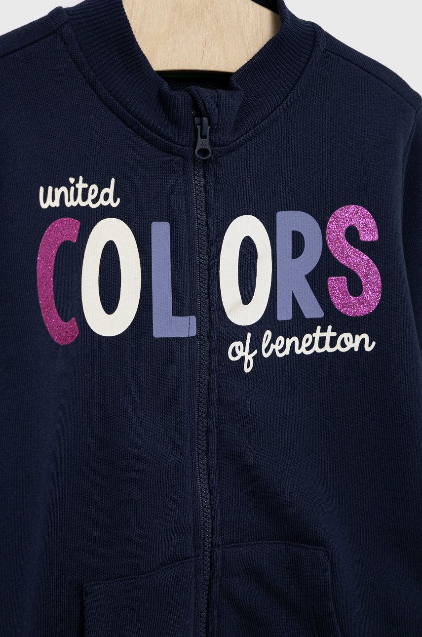 

Дитяча бавовняна кофта United Colors of Benetton колір синій з принтом