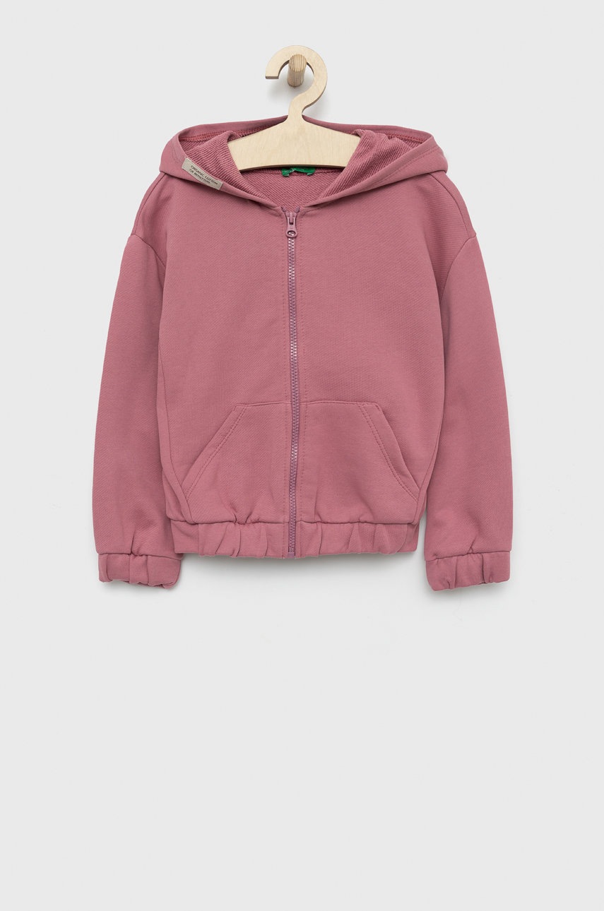 

Дитяча бавовняна кофта United Colors of Benetton колір рожевий однотонна