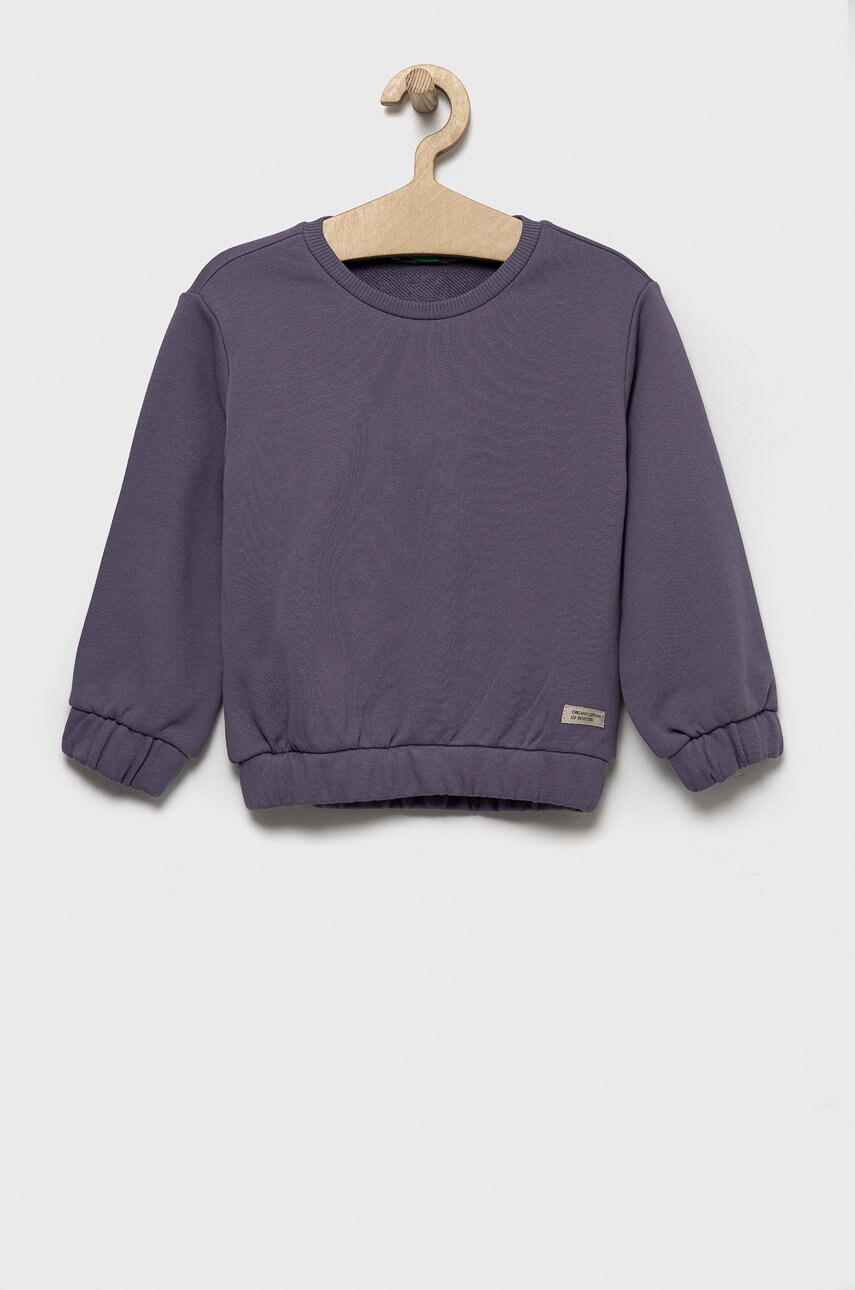 

Детская хлопковая кофта United Colors of Benetton цвет фиолетовый однотонная