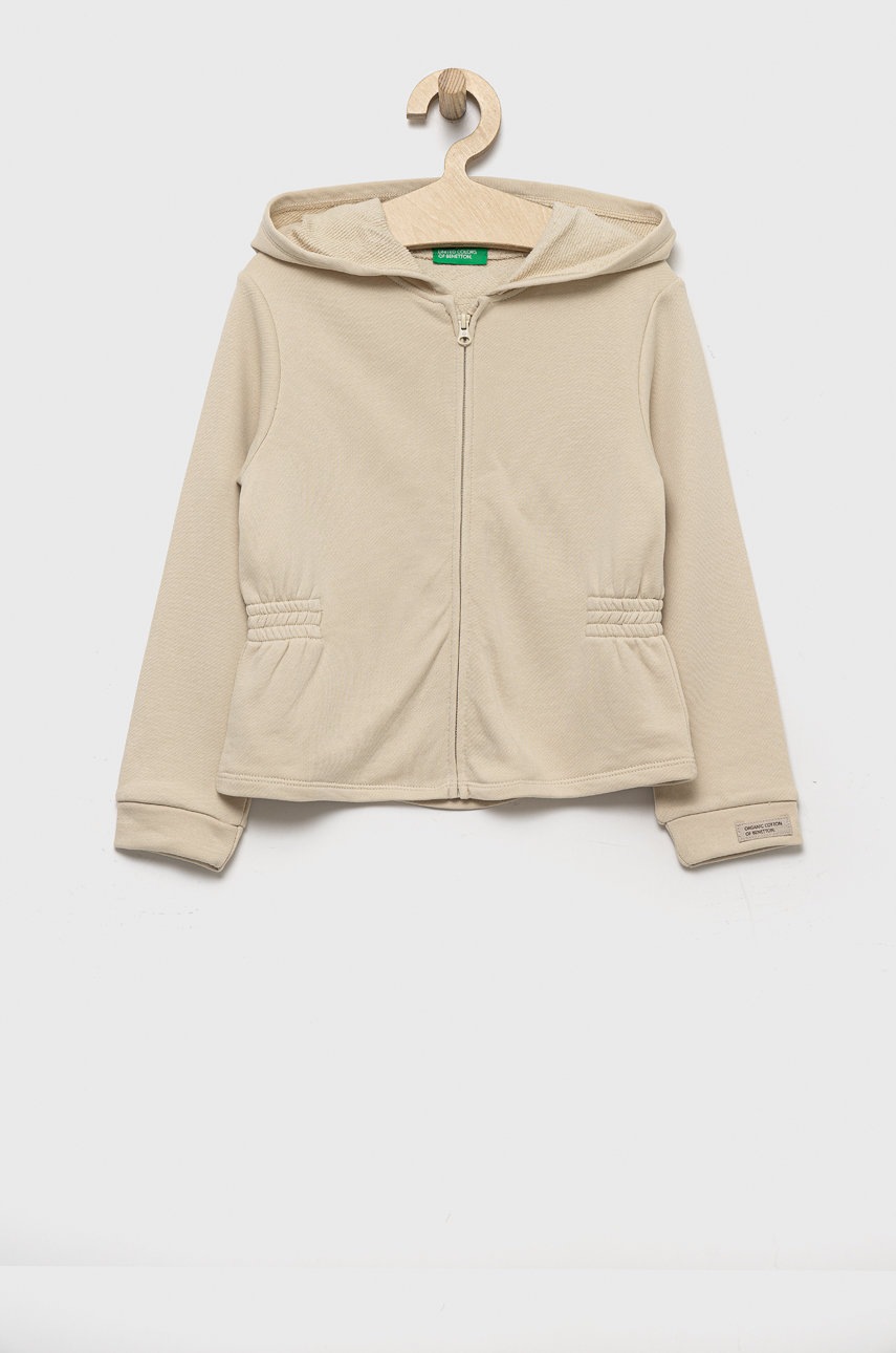

Детски памучен суичър United Colors of Benetton в бежово с изчистен дизайн, Бежов