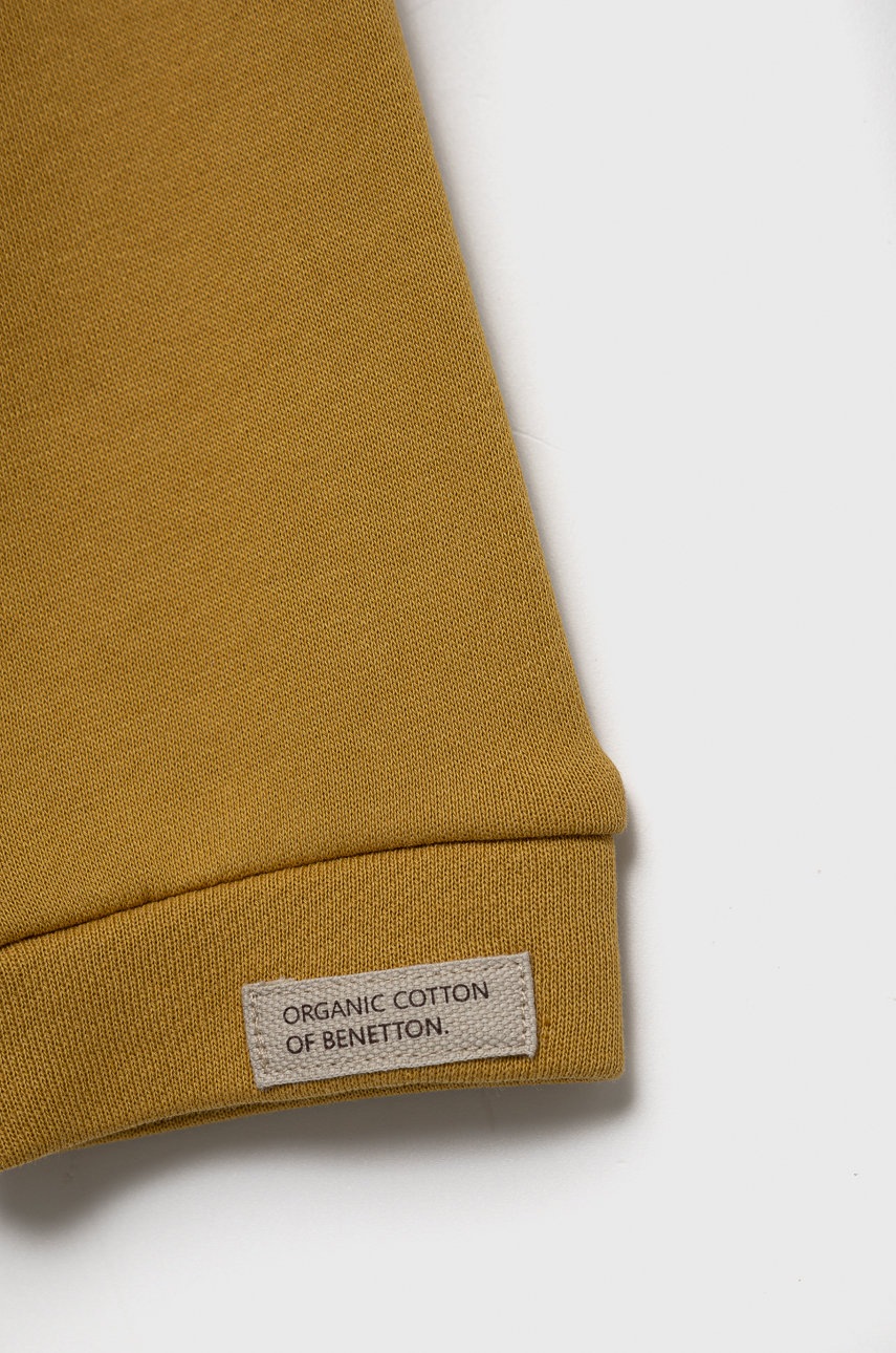 

Детская хлопковая кофта United Colors of Benetton цвет зелёный однотонная