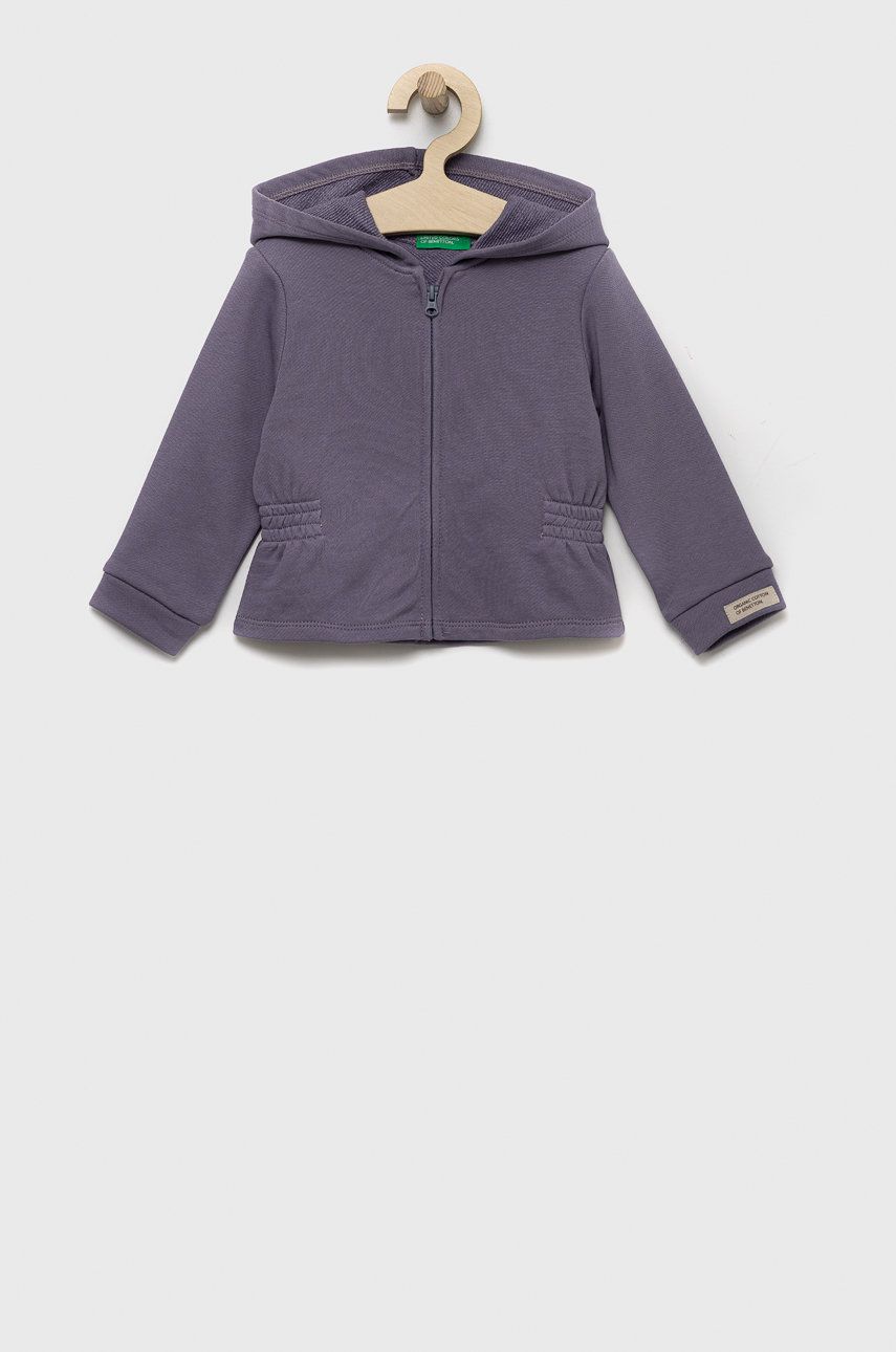 Детская хлопковая кофта United Colors of Benetton цвет фиолетовый однотонная