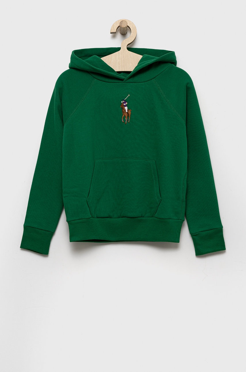 

Детски суичър Polo Ralph Lauren в зелено с изчистен дизайн, Зелен
