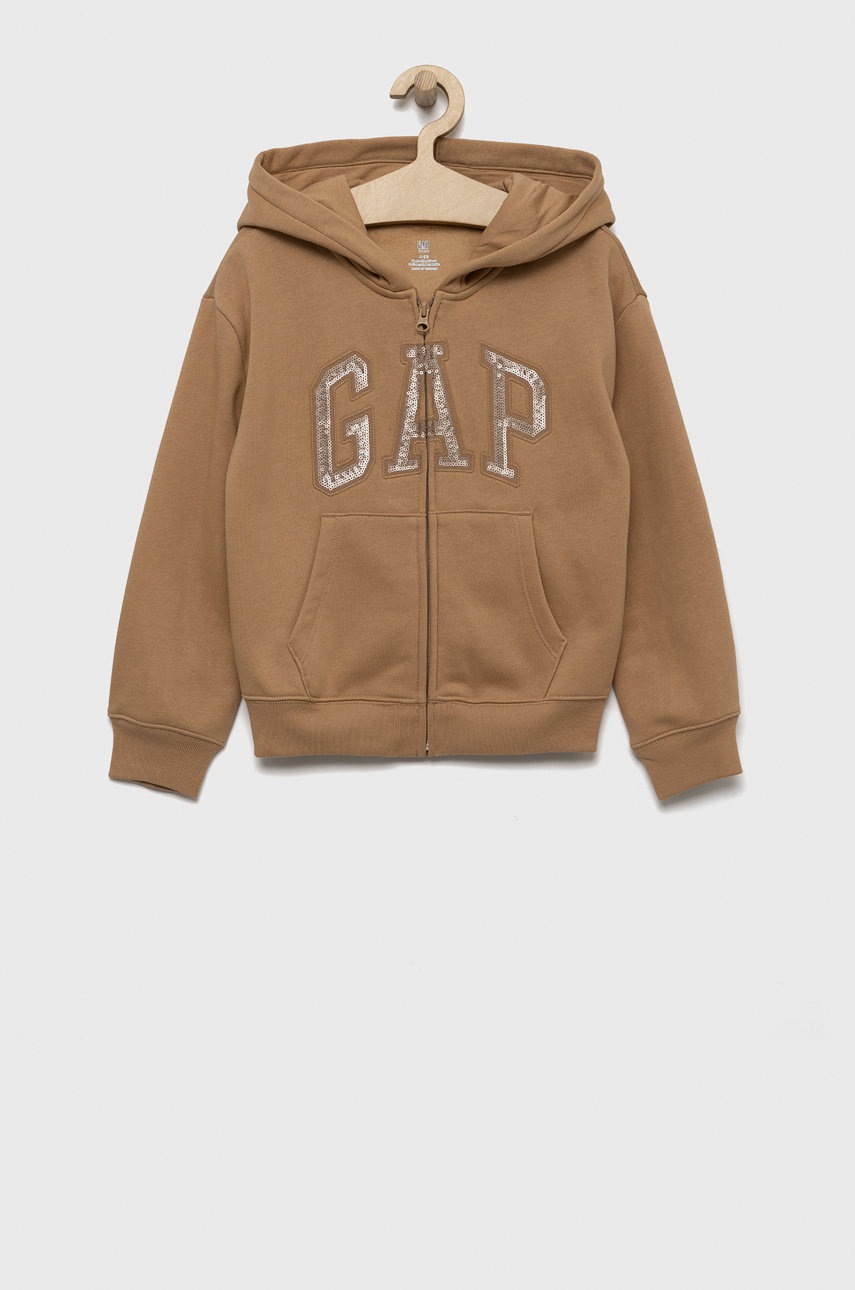 

Детски суичър GAP в кафяво с апликация, Кафяв