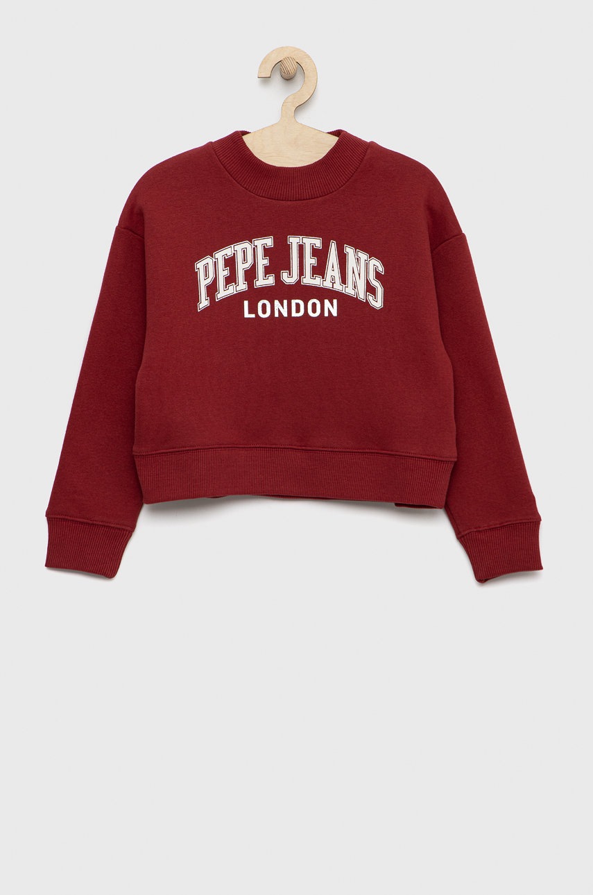 Pepe Jeans bluza copii culoarea rosu, cu imprimeu