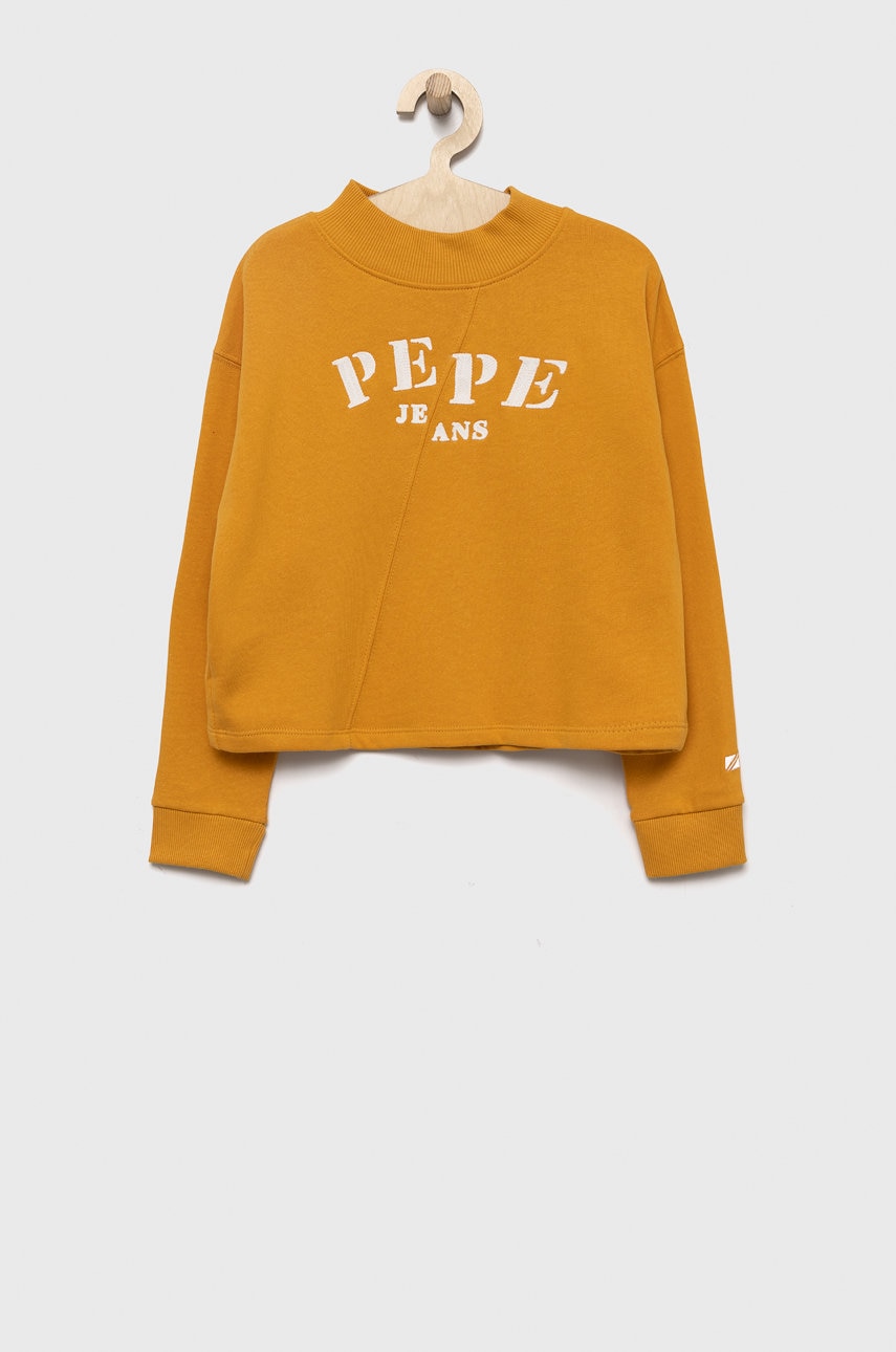 Pepe Jeans bluza copii culoarea galben, cu imprimeu