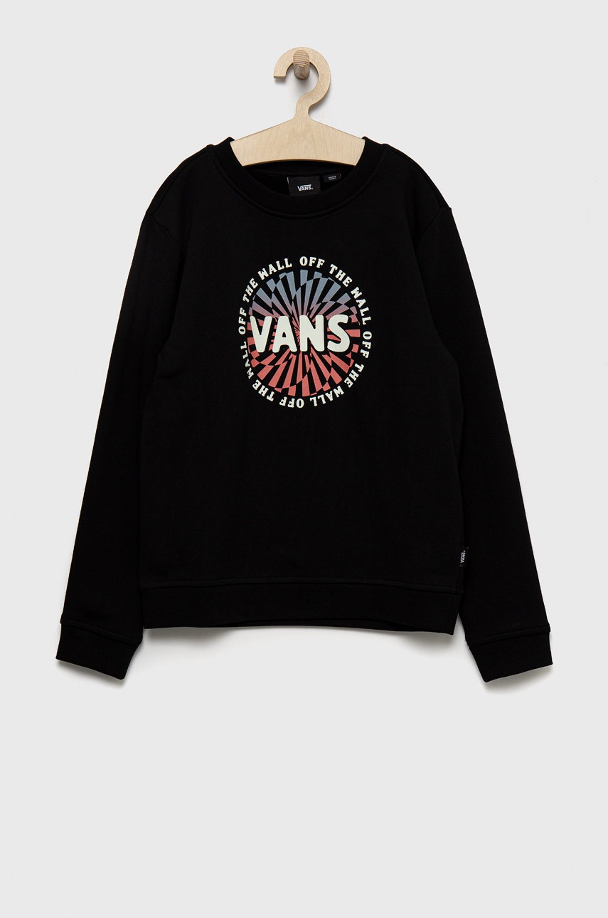

Детски памучен суичър Vans в черно с принт, Черен