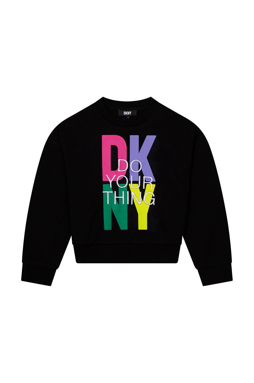 

Детски суичър Dkny в черно с принт, Черен