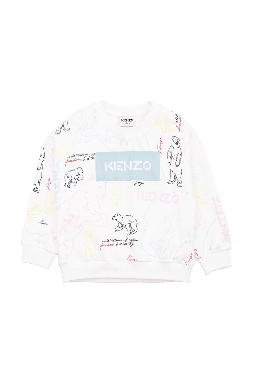 E-shop Dětská bavlněná mikina Kenzo Kids bílá barva, vzorovaná