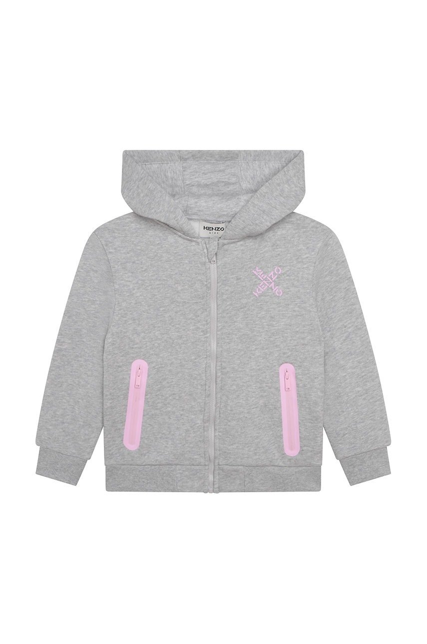 Дитяча бавовняна кофта Kenzo Kids колір сірий меланж