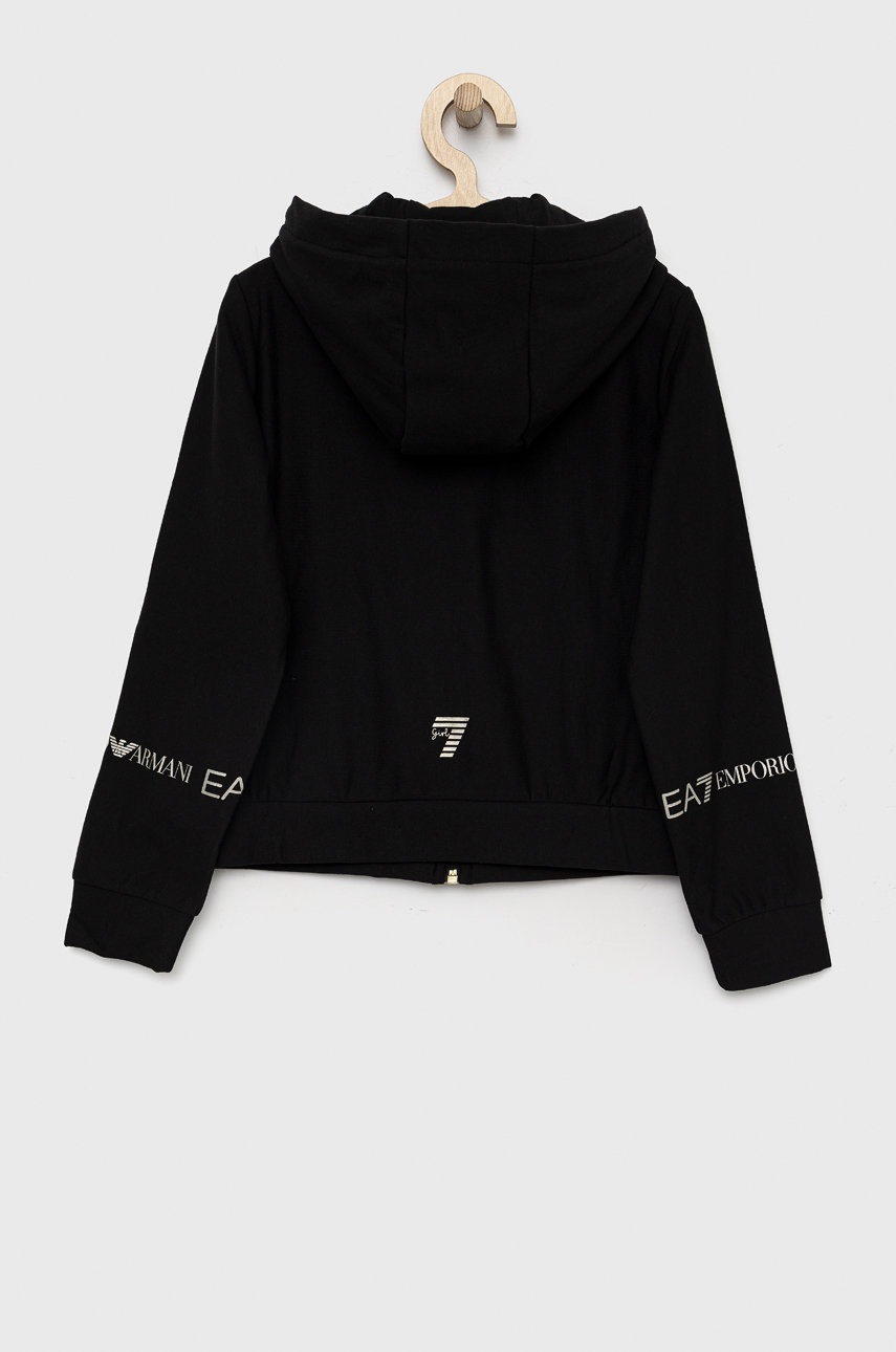 

Дитяча кофта EA7 Emporio Armani колір чорний з капюшоном з принтом