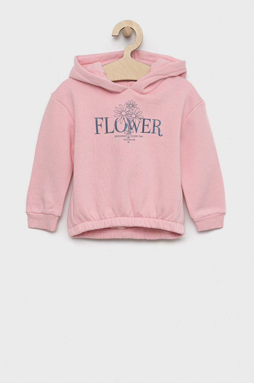 Tom Tailor bluza copii culoarea roz, cu glugă, cu imprimeu