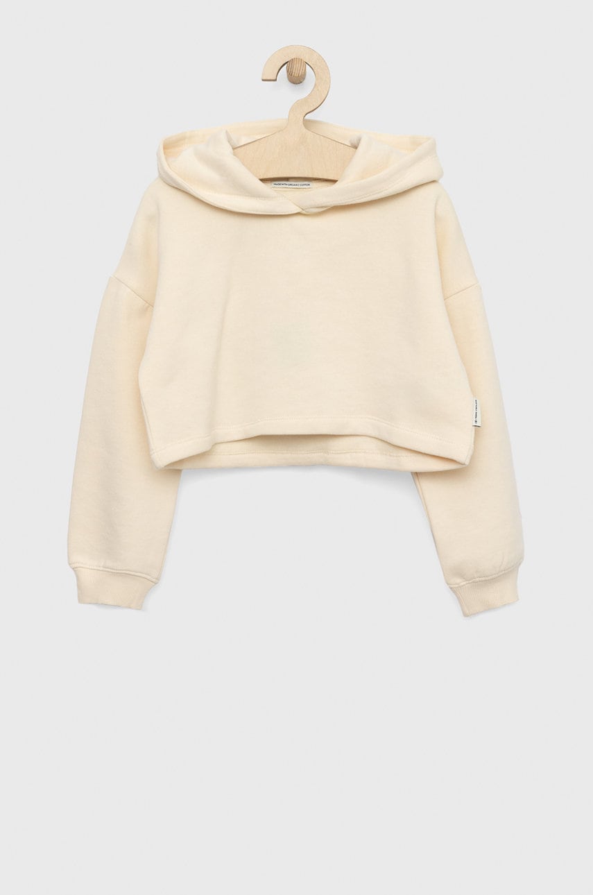 Tom Tailor bluza copii culoarea bej, cu glugă, neted