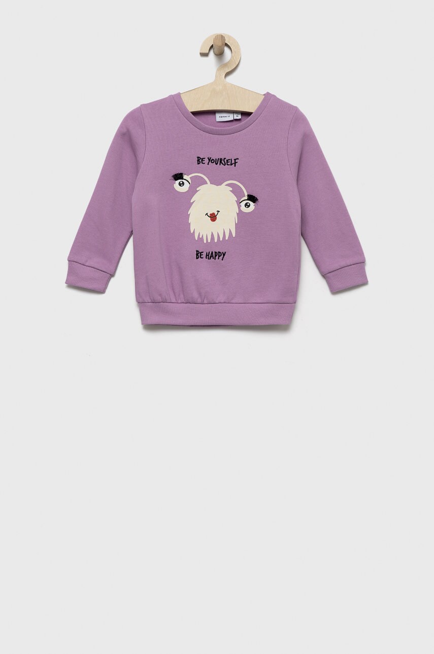 Name It hanorac de bumbac pentru copii culoarea violet, cu imprimeu
