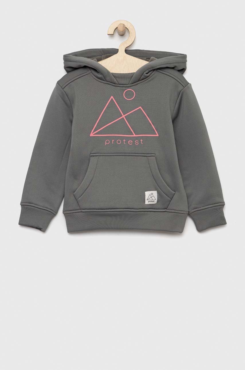 Детская кофта Protest цвет зелёный с капюшоном с принтом