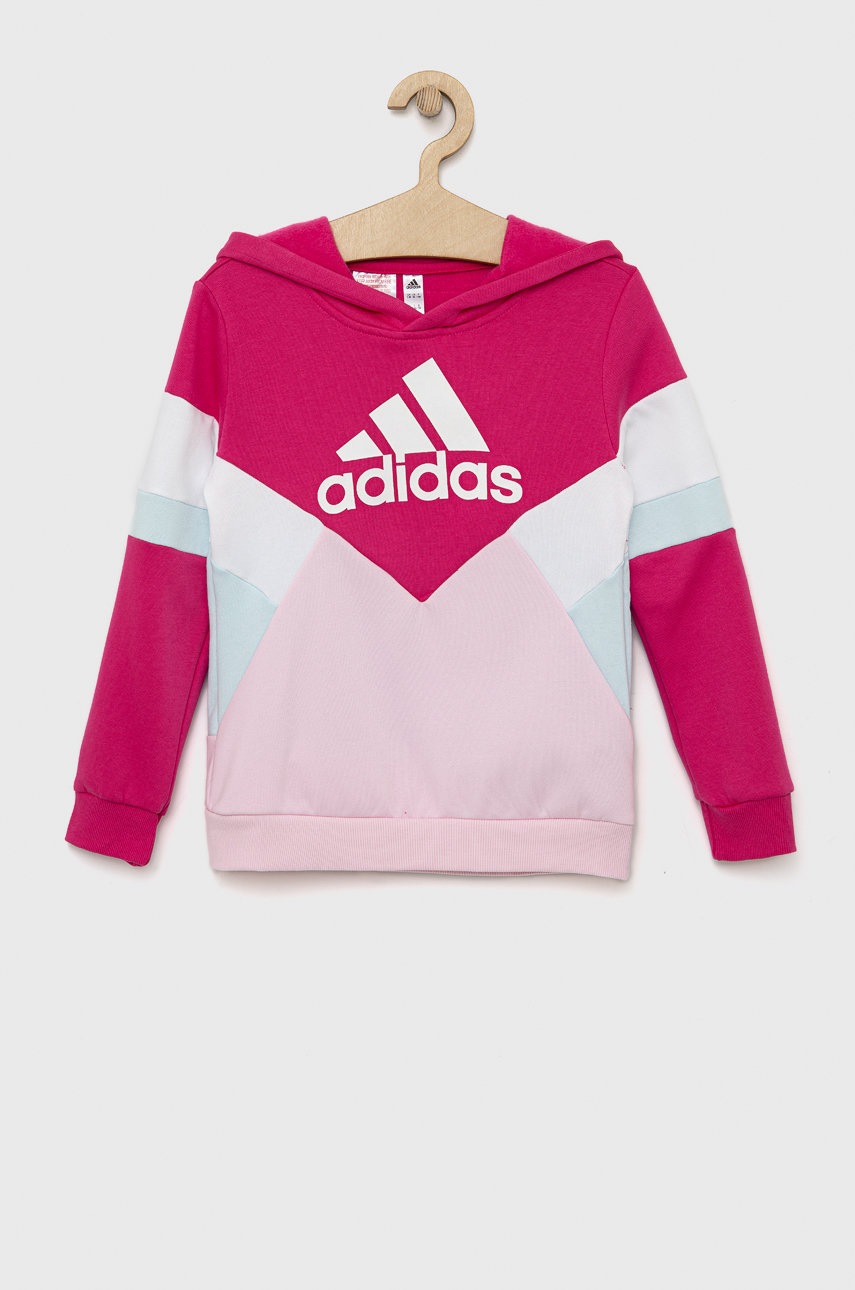 

Детски суичър adidas Performance в розово с качулка с принт, Розов