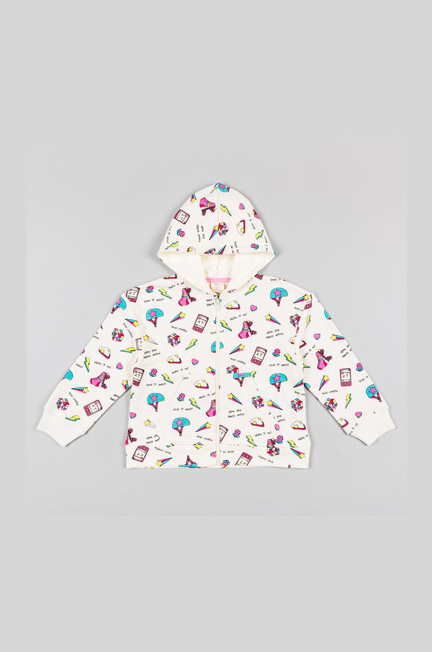 E-shop Dětská bavlněná mikina zippy bílá barva, vzorovaná