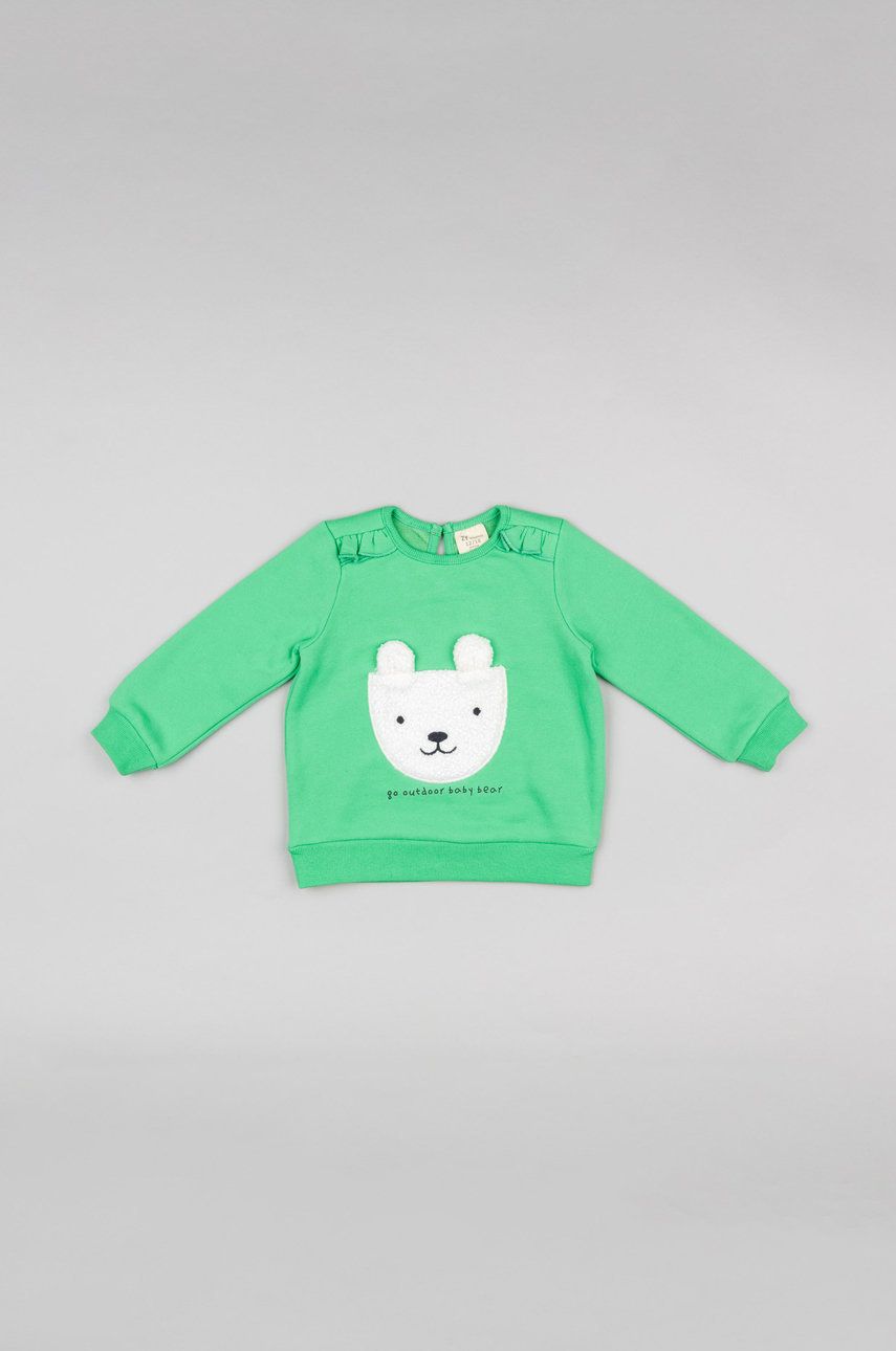 zippy bluza copii culoarea verde, cu imprimeu