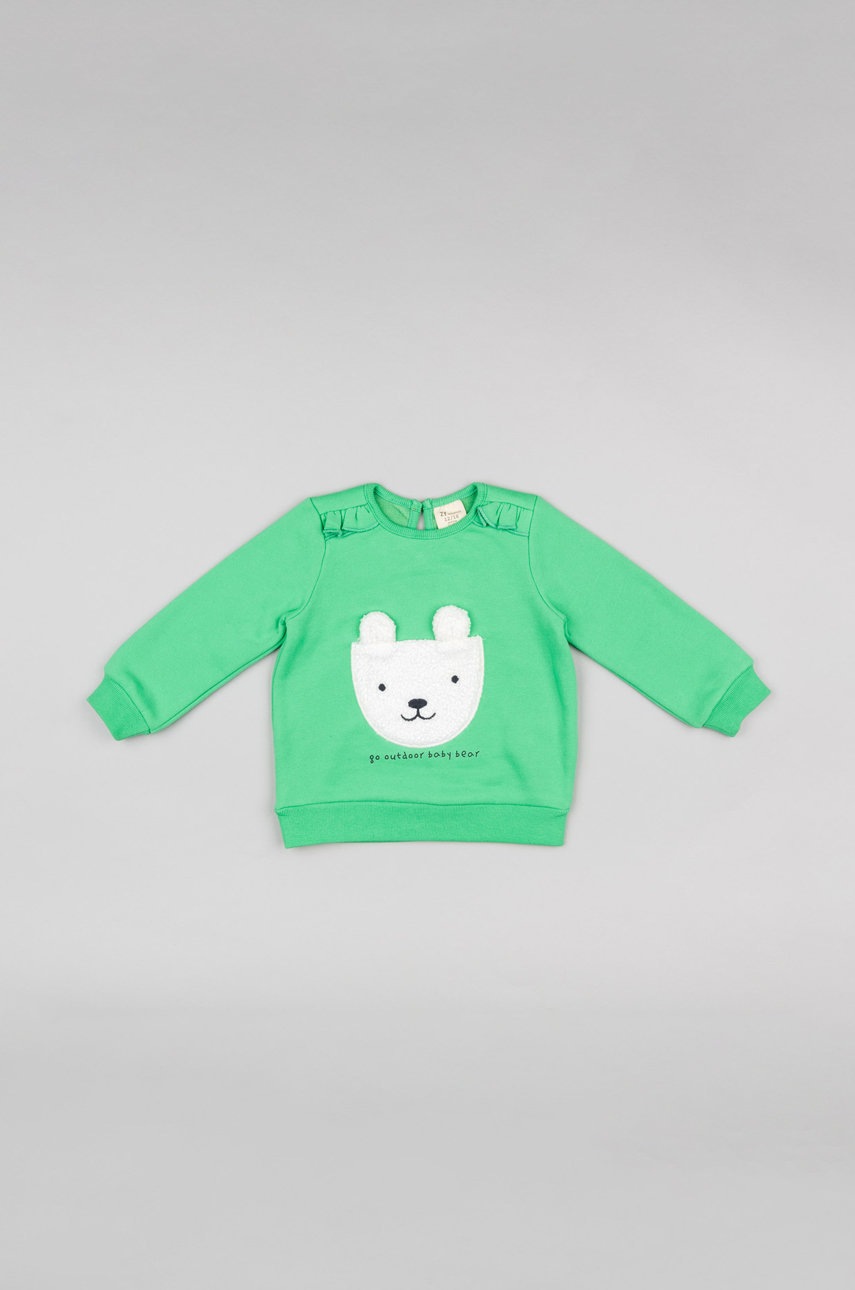 zippy bluza copii culoarea verde, cu imprimeu