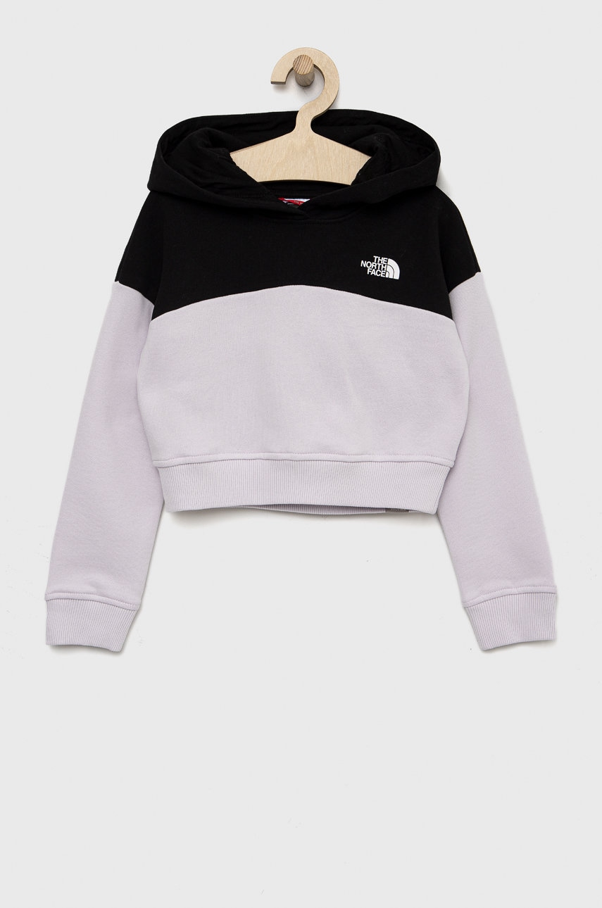 Детская хлопковая кофта The North Face цвет фиолетовый с капюшоном узор Детская хлопковая кофта The North Face цвет фиолетовый с капюшоном узор