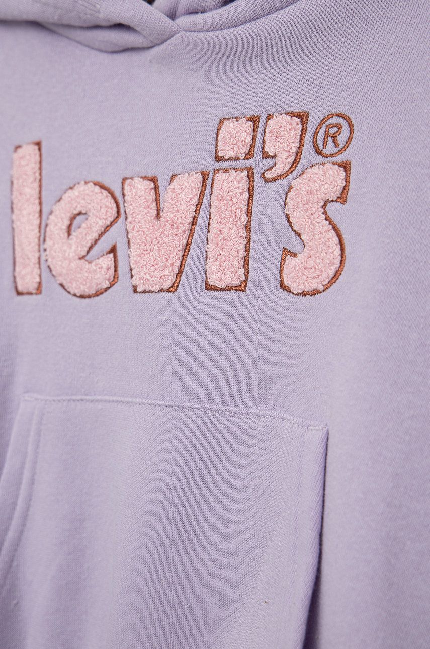Levi's Bluza Copii Culoarea Violet, Cu Glugă, Cu Imprimeu