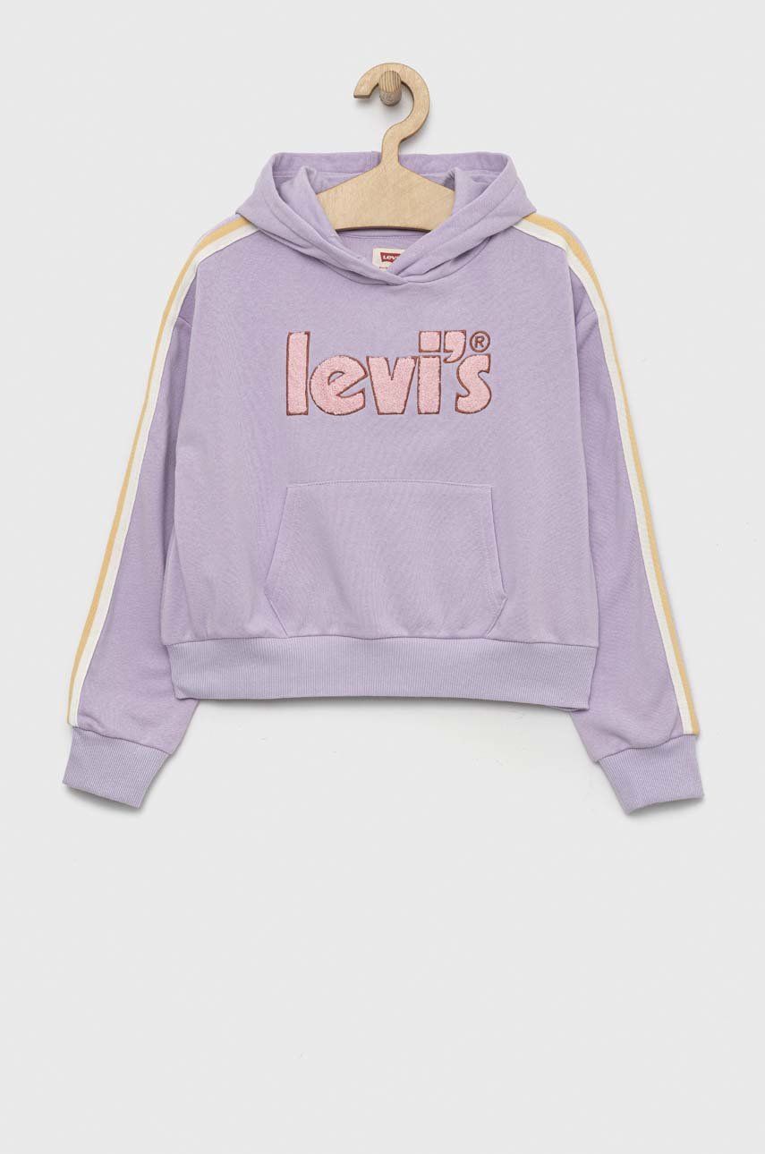 Levi's bluza copii culoarea violet, cu gluga, cu imprimeu image0