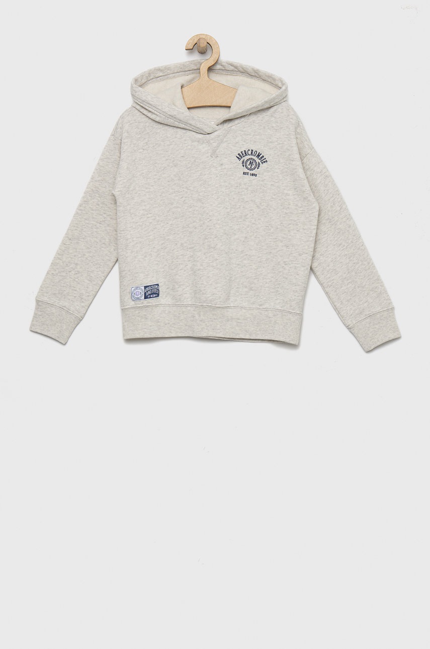 

Детски суичър Abercrombie & Fitch в сиво с изчистен дизайн, Сив
