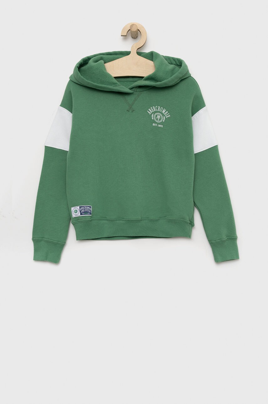 Abercrombie & Fitch bluza copii culoarea verde, neted