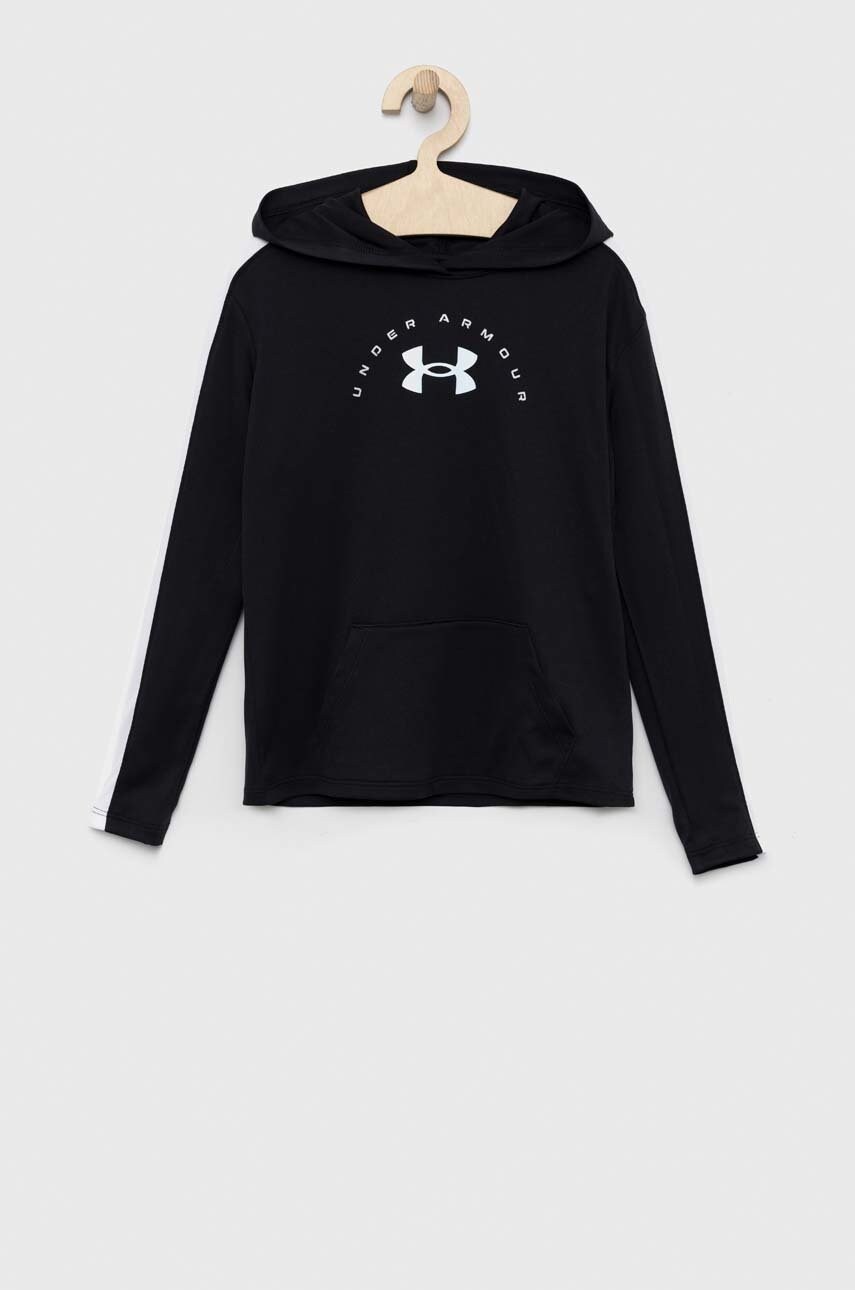 

Дитяча кофта Under Armour колір чорний з капюшоном з принтом