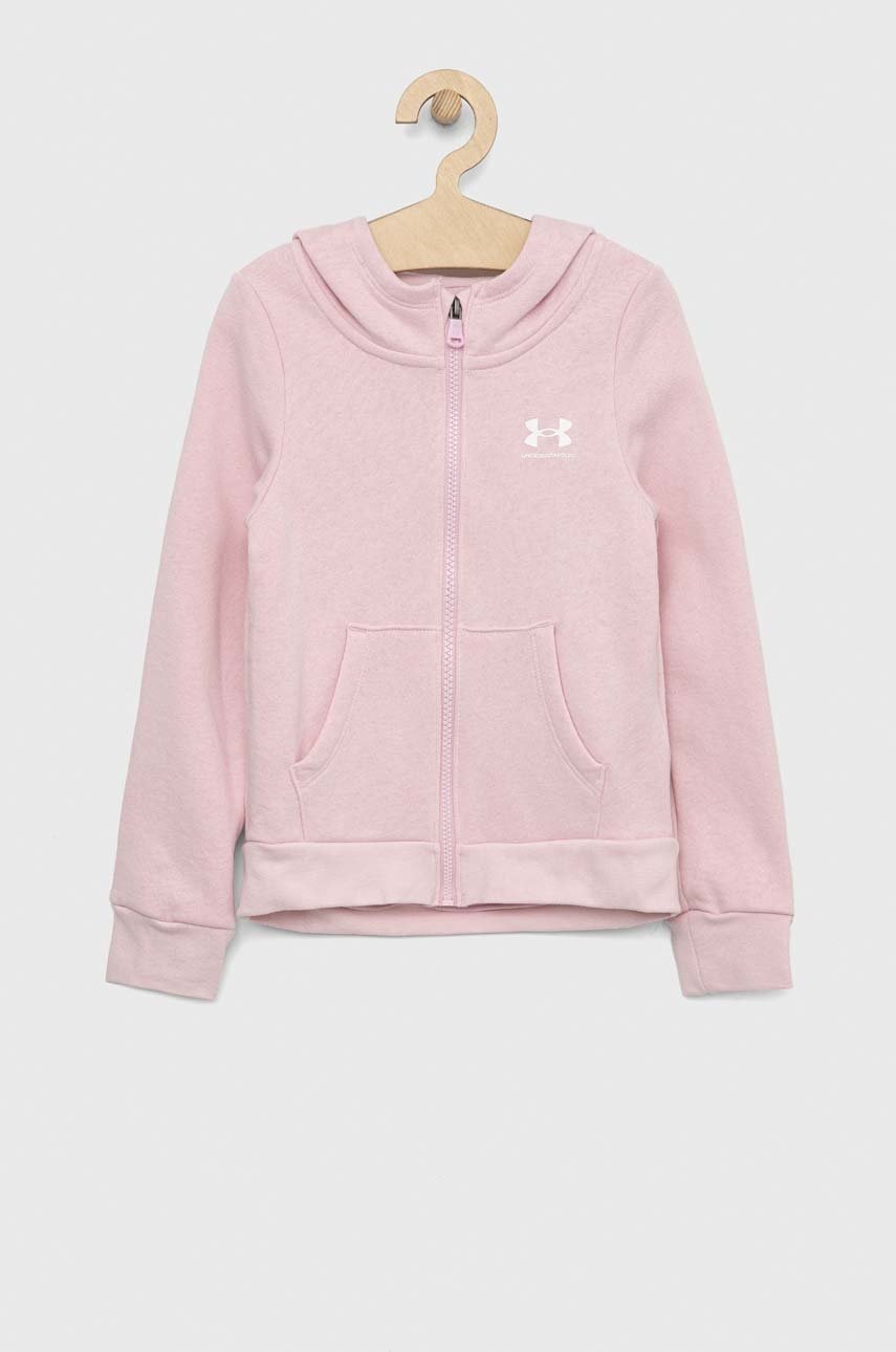 

Детски суичър Under Armour в розово с качулка с принт, Розов