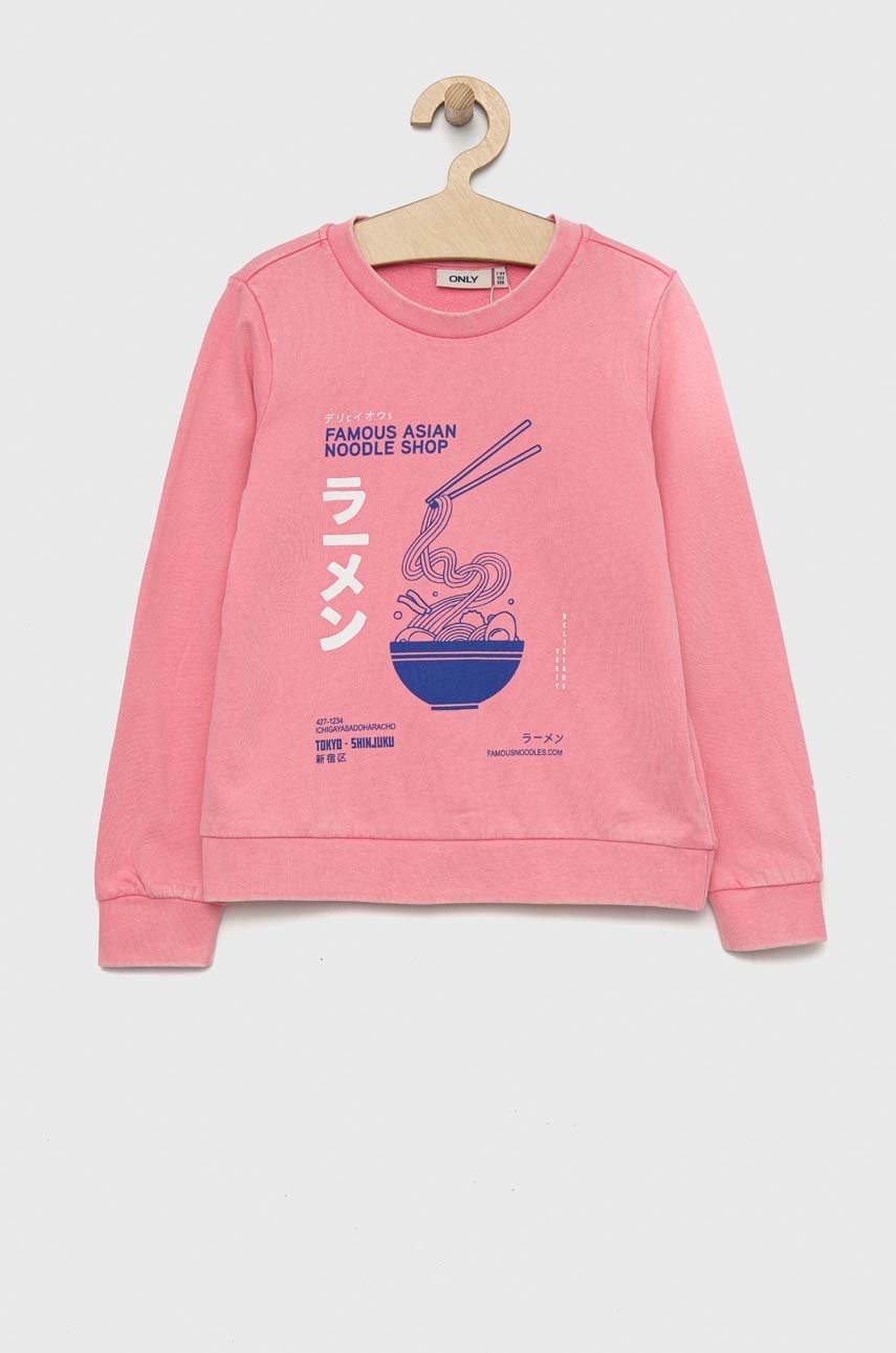 Детская хлопковая кофта Kids Only цвет розовый с принтом Детская хлопковая кофта Kids Only цвет розовый с принтом