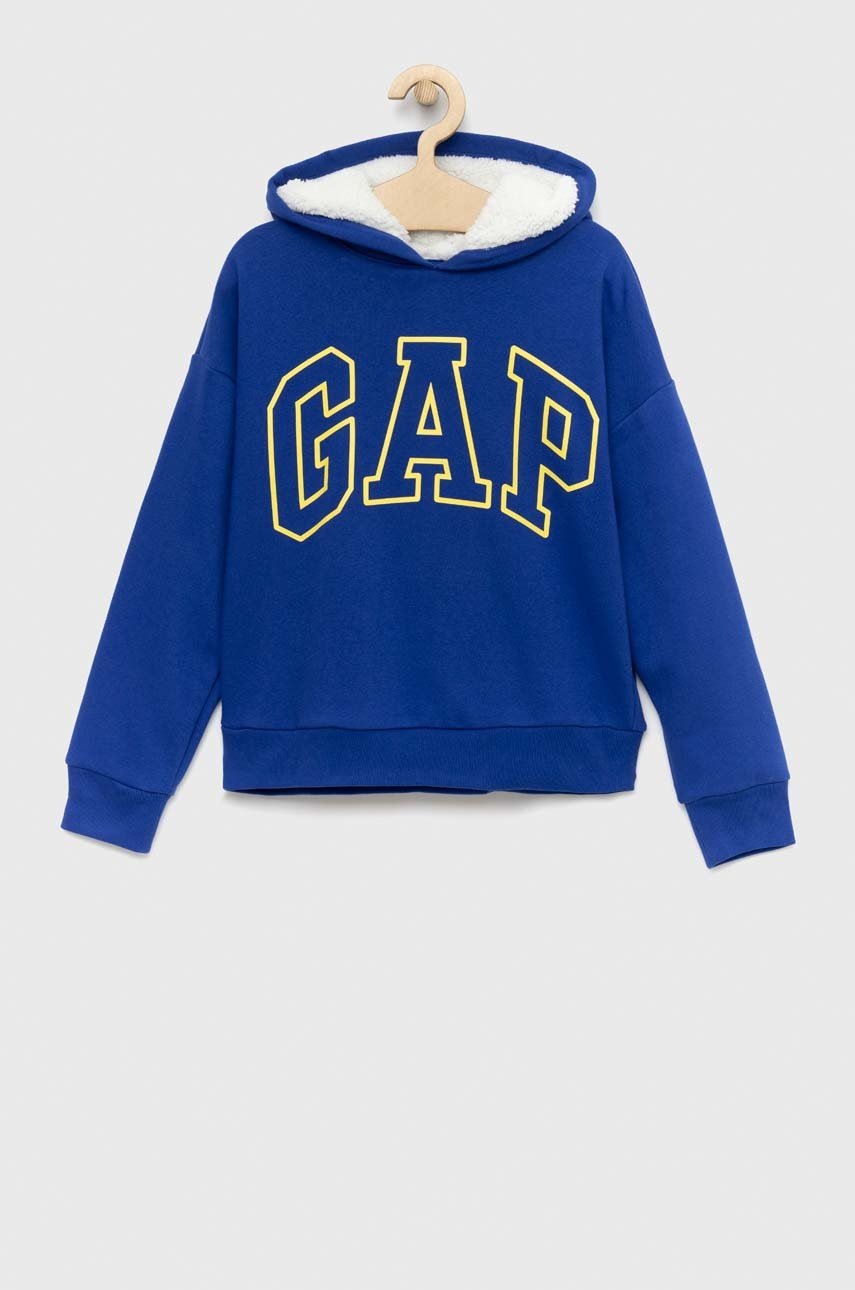 

Детски суичър GAP с качулка с принт, Син