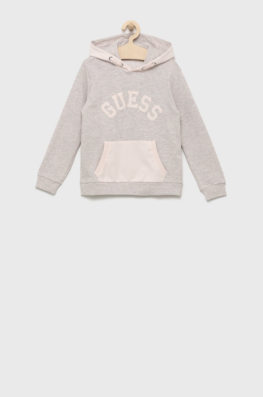 

Детски памучен суичър Guess в розово с апликация, Розов