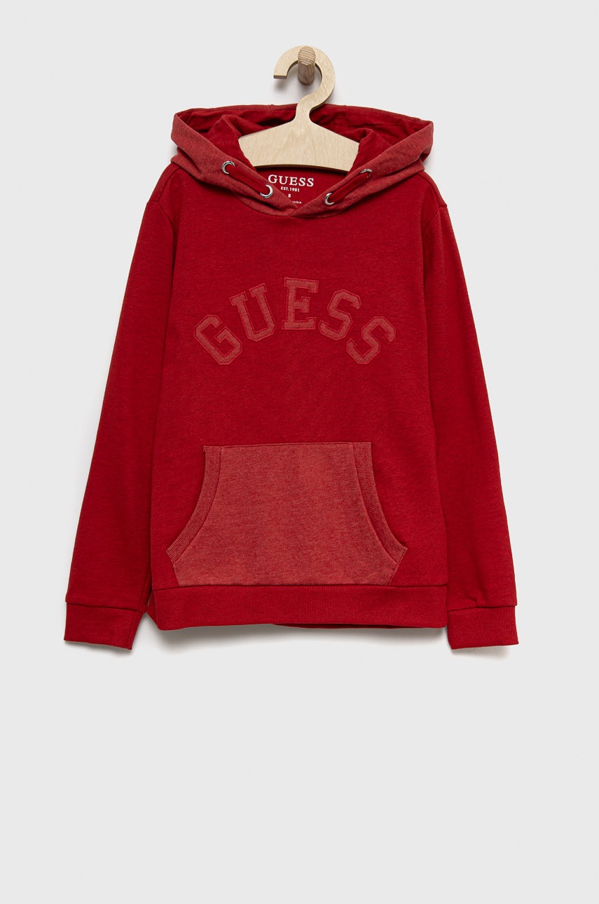 

Детски памучен суичър Guess в червено с апликация, Червен