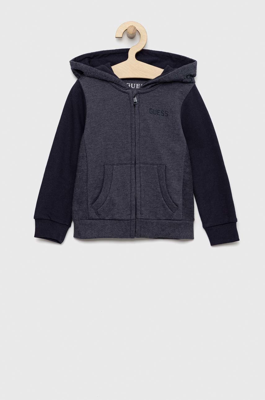 

Детски суичър Guess в тъмносиньо с десен, Тъмносин