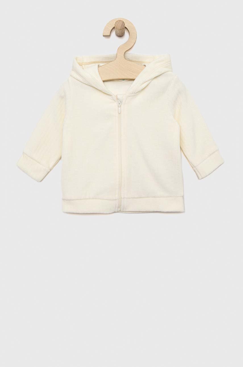 Кофта для немовлят United Colors of Benetton колір бежевий з капюшоном однотонна
