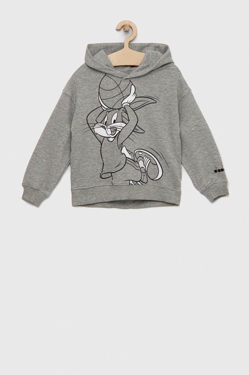 Детская хлопковая кофта Diadora цвет серый с капюшоном с принтом в Ивано-Франковске Детская хлопковая кофта Diadora цвет серый с капюшоном с принтом в Ивано-Франковске