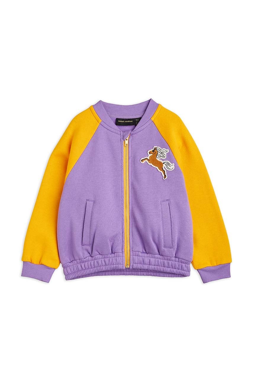 Детская хлопковая кофта Mini Rodini цвет фиолетовый с аппликацией в Хмельницком Детская хлопковая кофта Mini Rodini цвет фиолетовый с аппликацией в Хмельницком