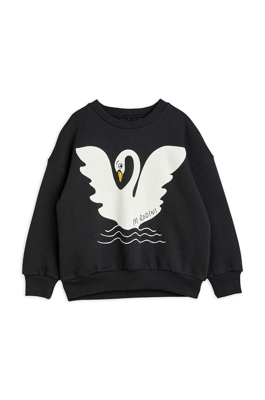 Детская хлопковая кофта Mini Rodini цвет чёрный с принтом Детская хлопковая кофта Mini Rodini цвет чёрный с принтом