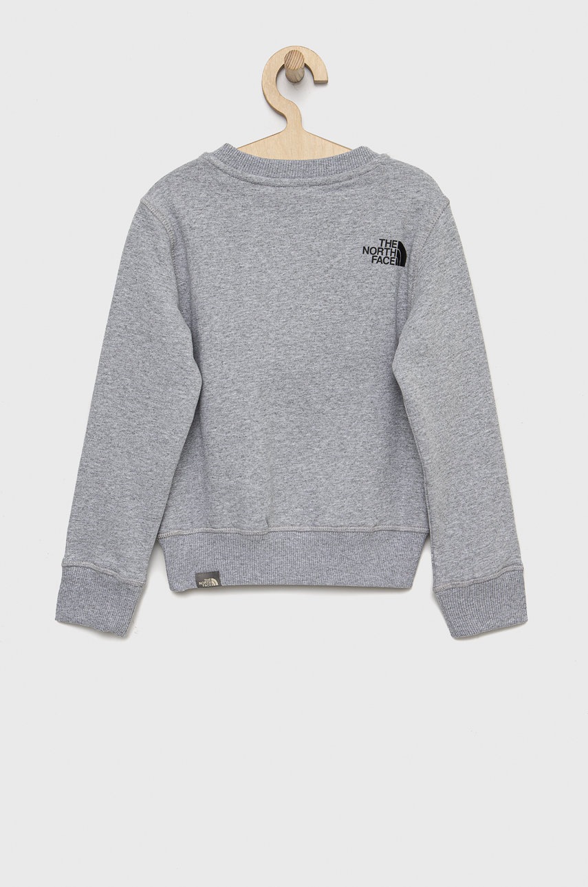 

Дитяча бавовняна кофта The North Face колір сірий з принтом