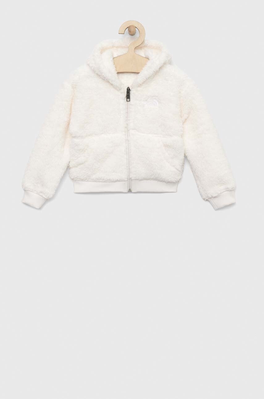 Детская кофта The North Face цвет бежевый с капюшоном однотонная Детская кофта The North Face цвет бежевый с капюшоном однотонная