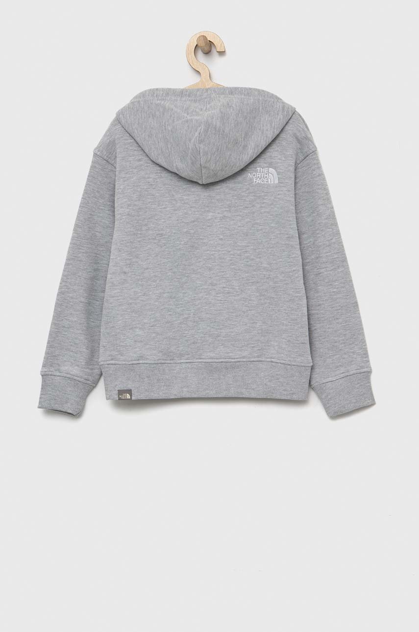 

Детская хлопковая кофта The North Face цвет серый с капюшоном однотонная