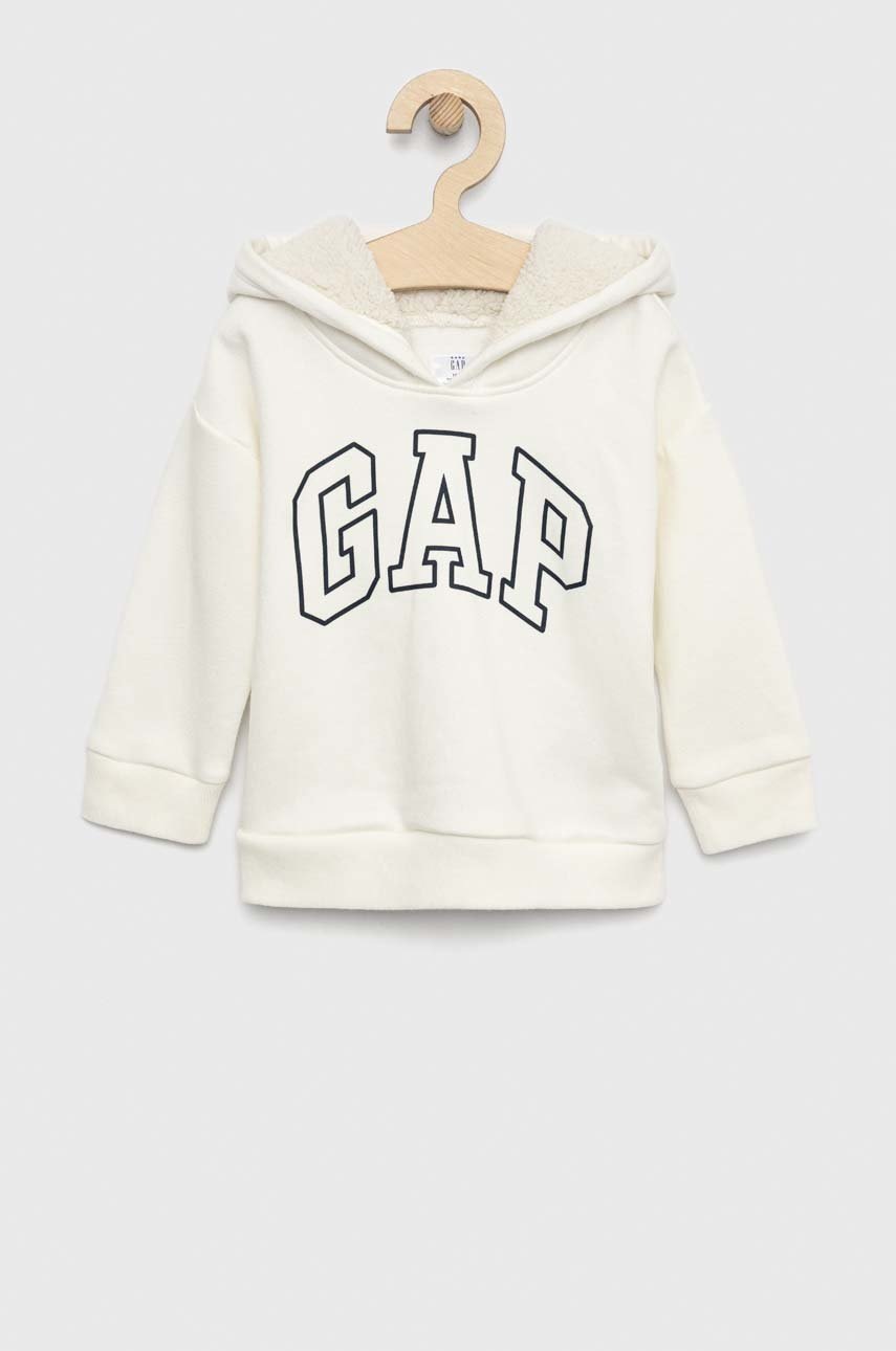 

Детски суичър GAP в бяло с качулка с принт, Бял