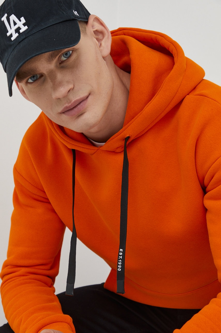 Jack & jones bluza barbati, culoarea portocaliu, neted